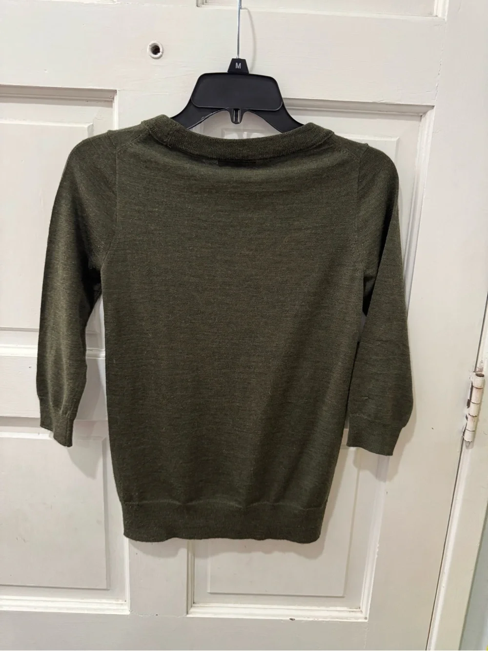 J. Crew Olive Heathered Olive Green Crew Neck Sweater Merino Wool Blend XXS